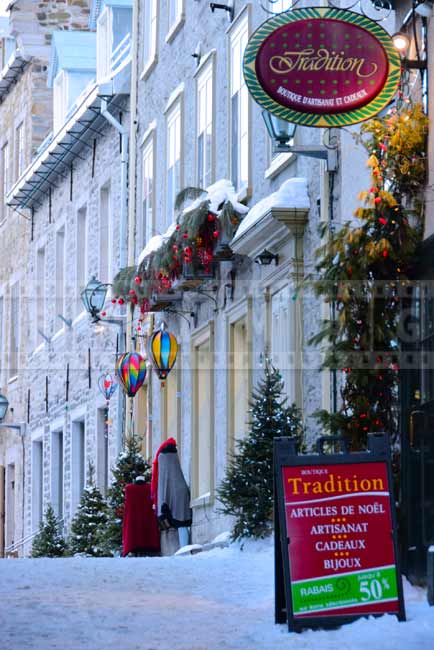 Old buildings with Christmas decorations