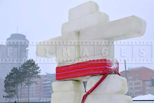 Inukshuk snow sculpture - Canadian icon