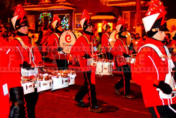 Dummers band marching during the parade