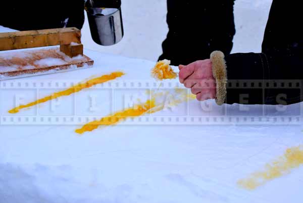 Fresh hand made maple sugar street food treat