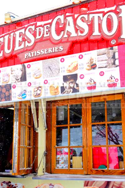 Beavertails stand at Quebec winter carnival (Queues de Castor)