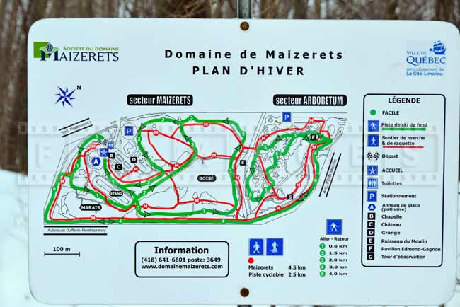 Hiking trails and skiing map, Domaine Maizerets