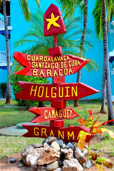 Cheerful and bright signs at the hotel