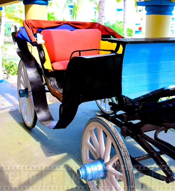 Brightly colored horse carriage