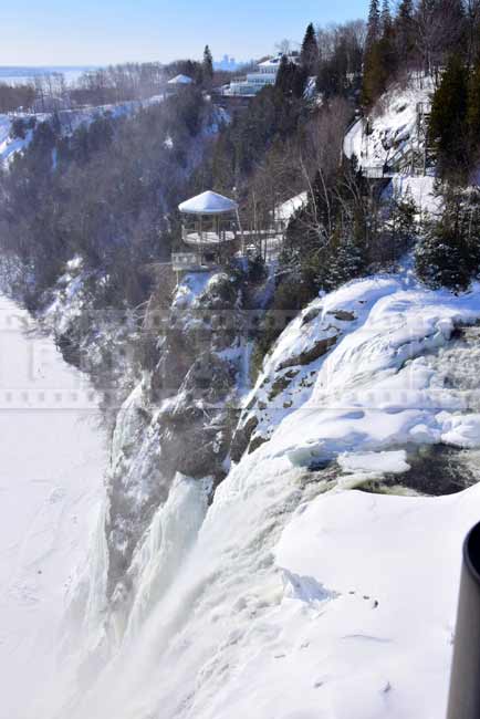 Chute Montmorency waterfall and Baroness lookout gazebo