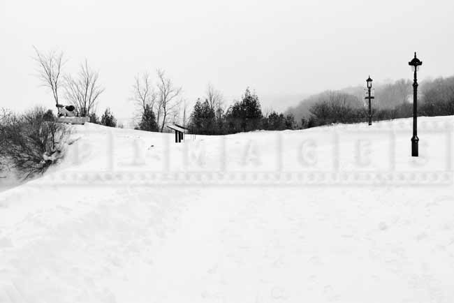 Winter hiking trail follows the steep edge