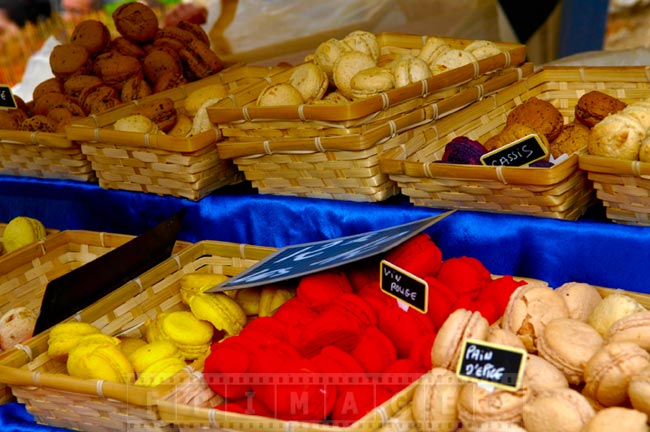 Traditional French macaroons, colorful sweet treats