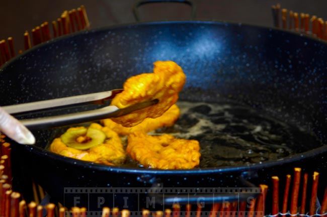 Pan Fried pastries with apple rings, traditional French foods