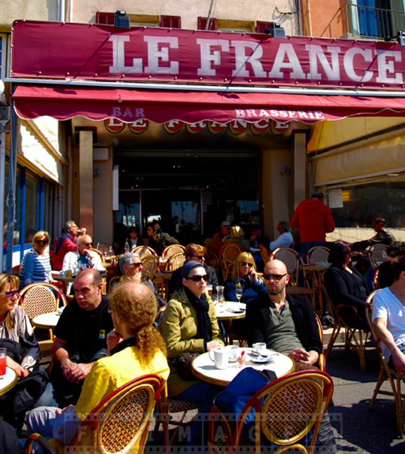 People enjoying spring day at Le France bar and brasserie