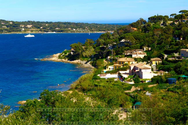 Saint Tropez blue Mediterranean sea and emerald hills