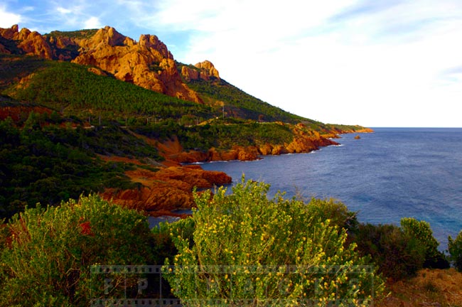 South France landscape mountains and sea