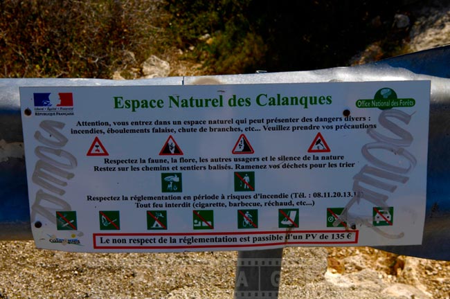 Sign showing allowed activities to protect nature of the park