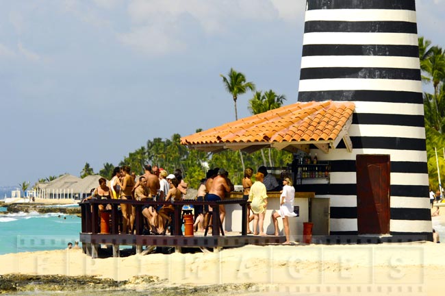 Tourists at the beach bar