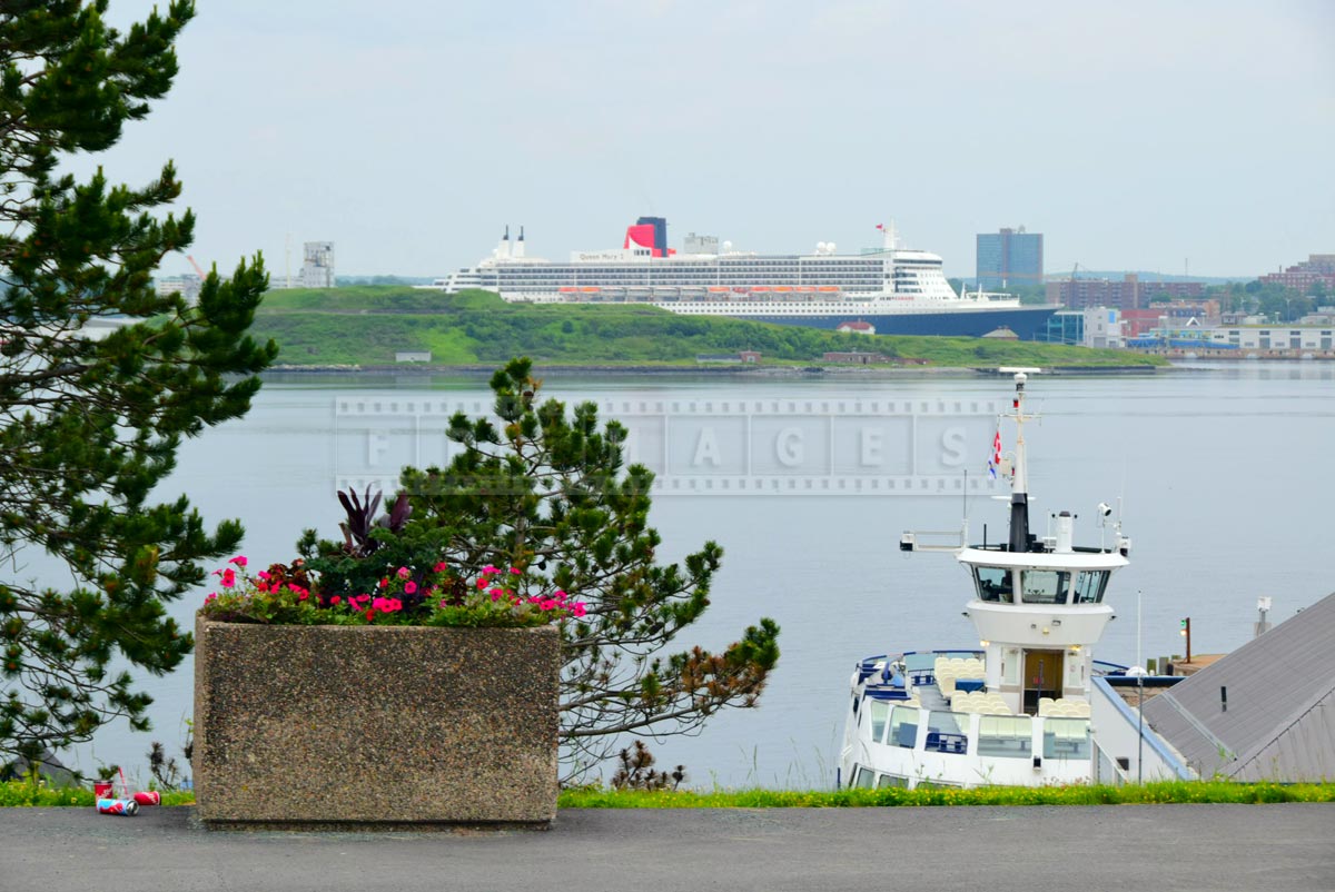 Queen Mary 2 at port of Halifax, view from Dartmouth ferry