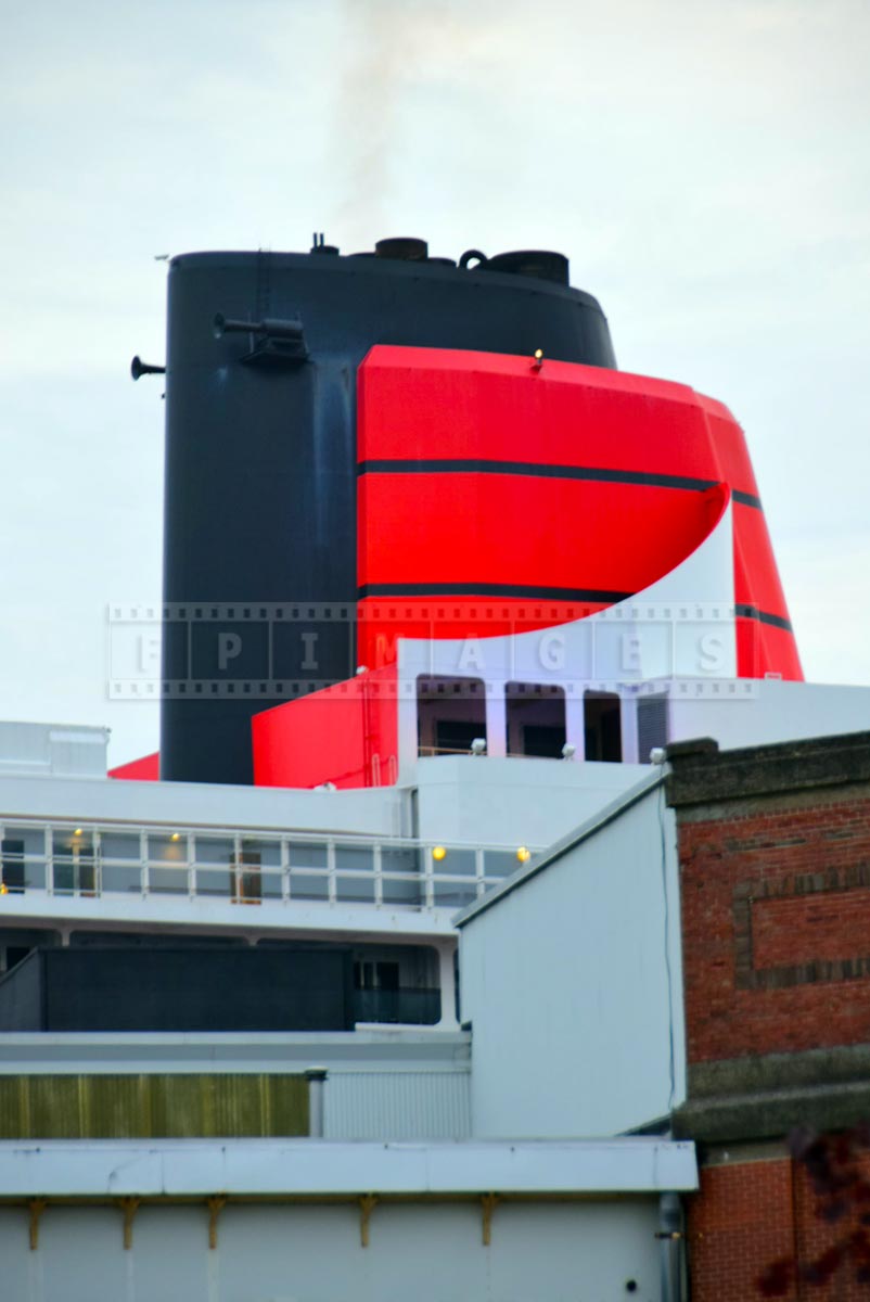 Iconic orange funnel of Cunard Line