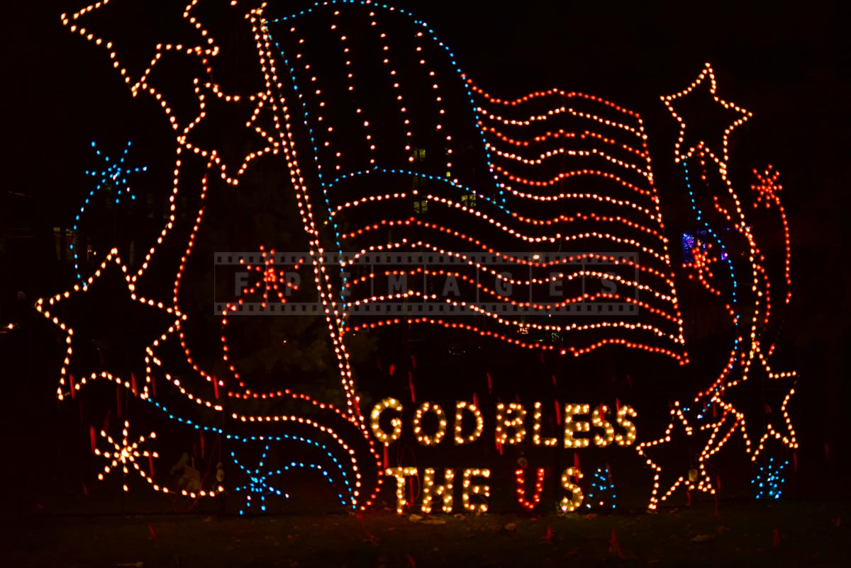 God Bless the USA Xmas lights sign