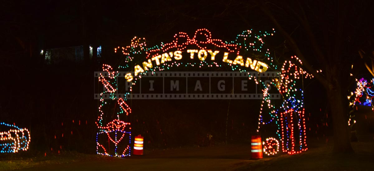 Santa's toy land section of the holiday lights drive through