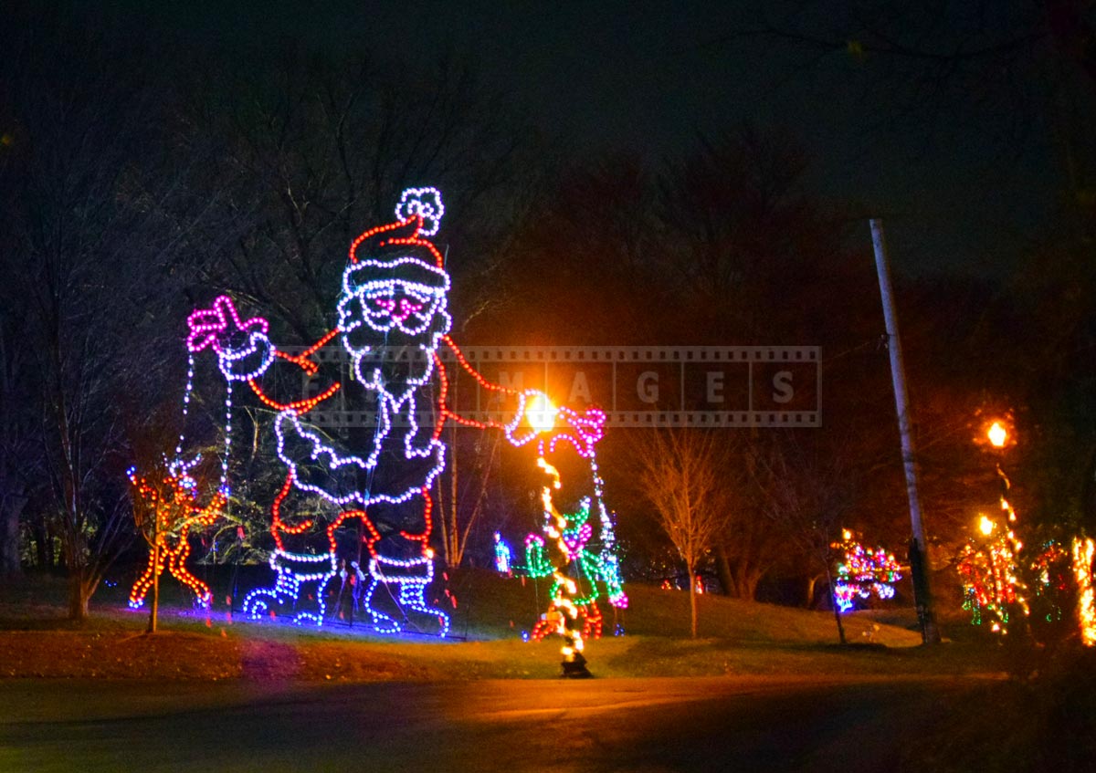 Santa with puppets holiday lights