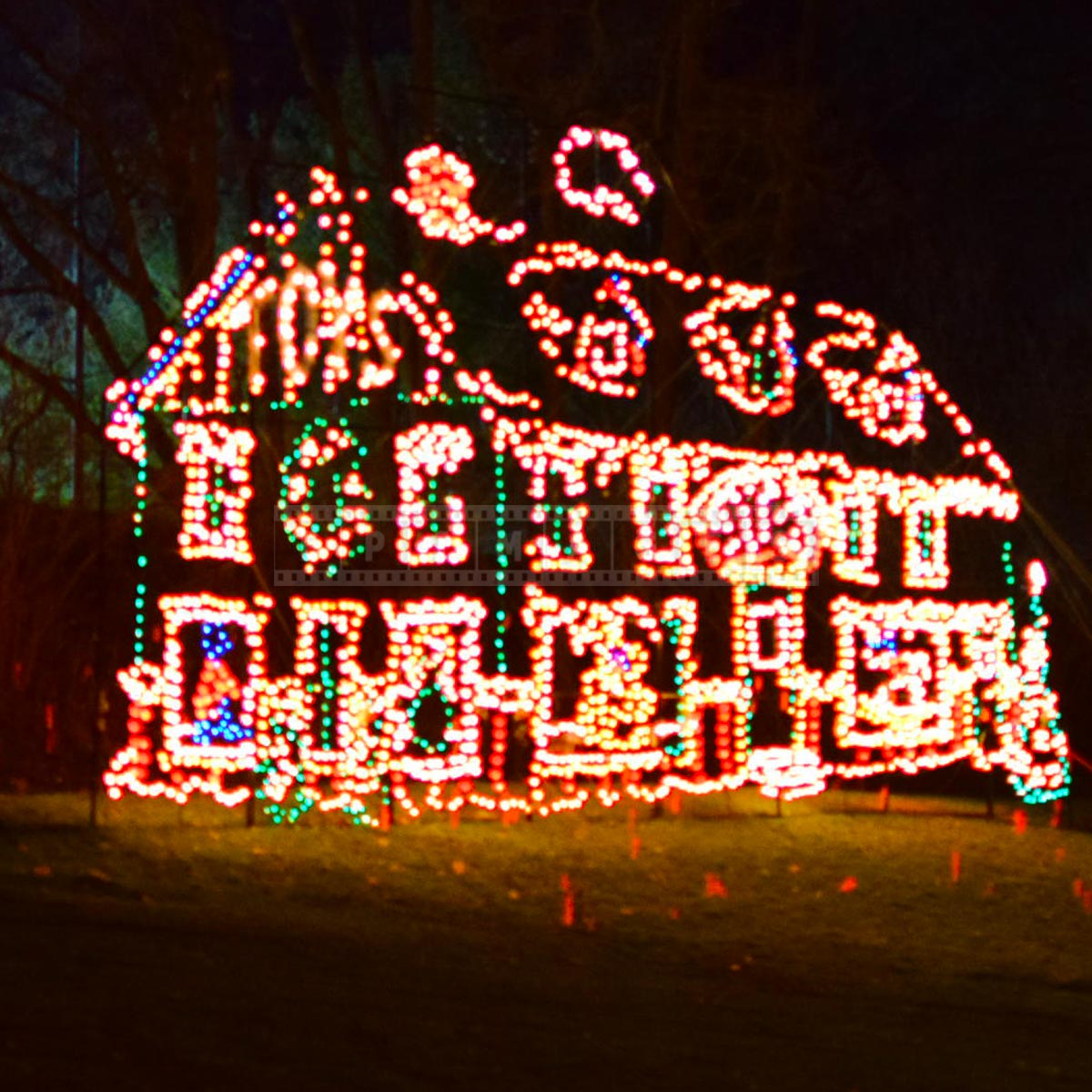 Gingerbread house made with xmas lights