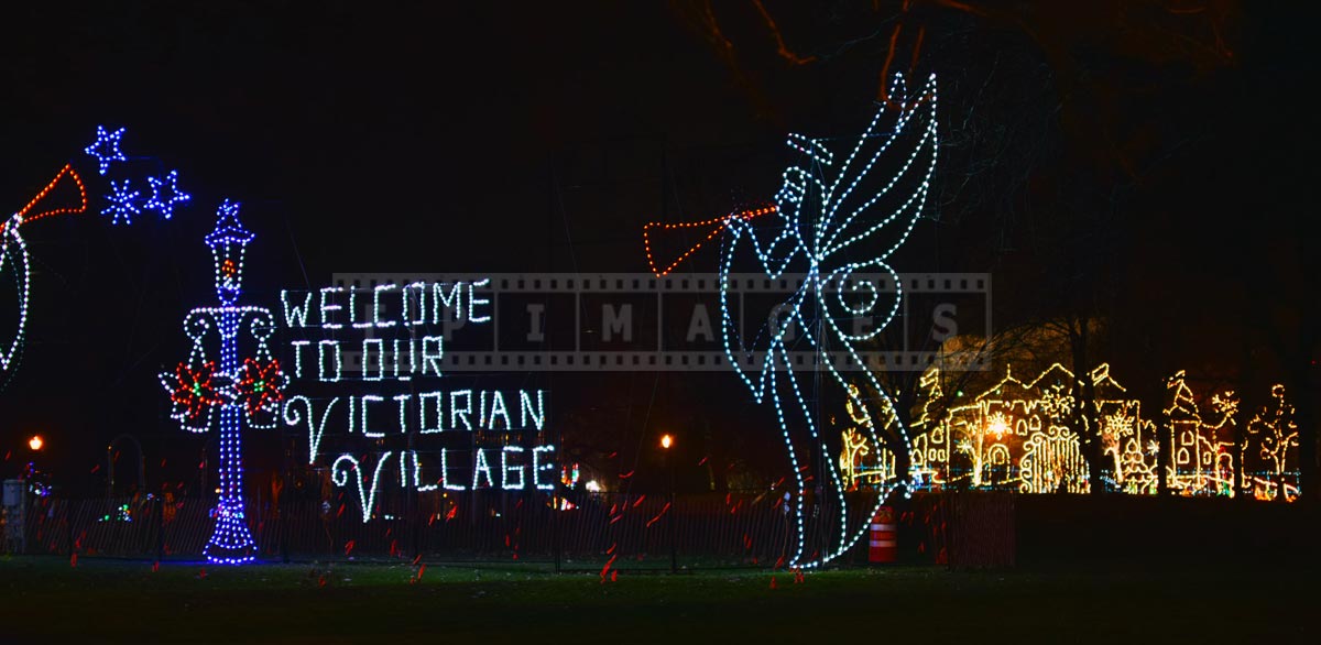 Awesome Christmas lights at the entrance to Victorian village