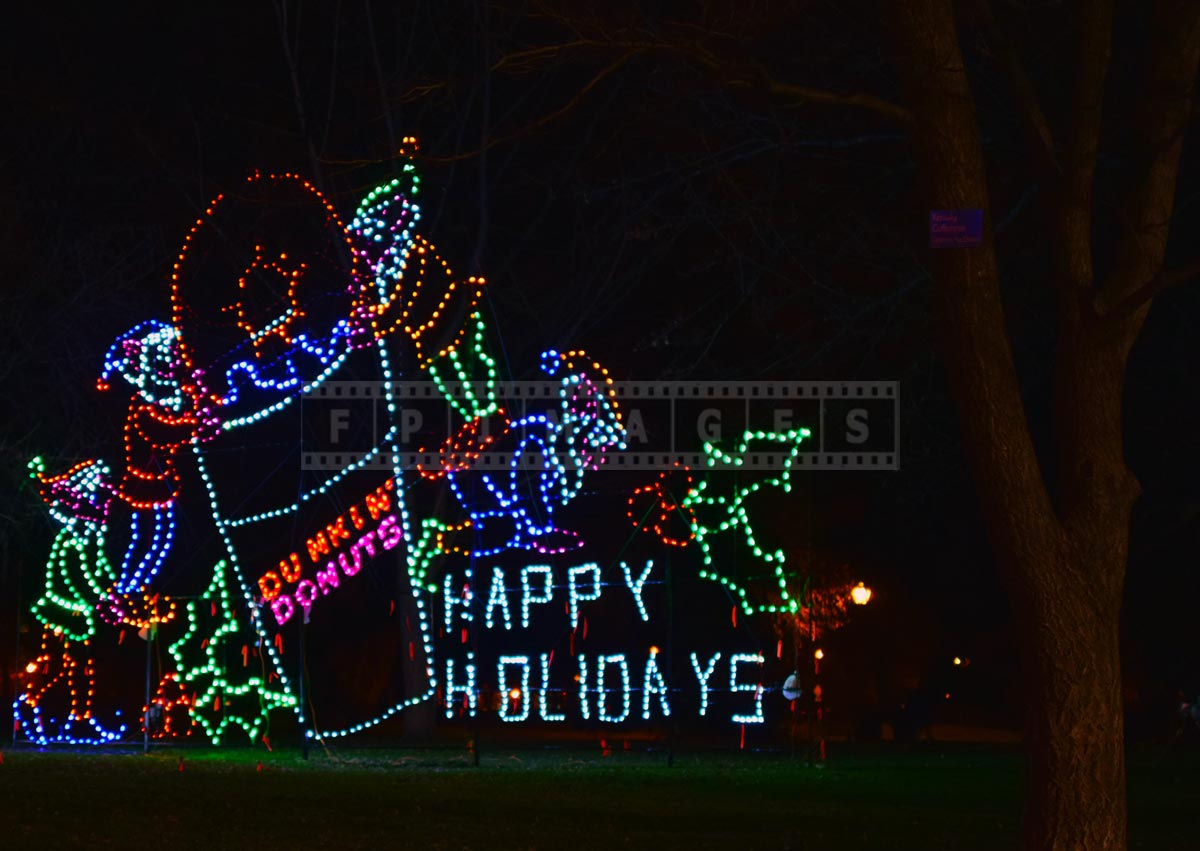 Holiday xmas lights sponsored by local businesses