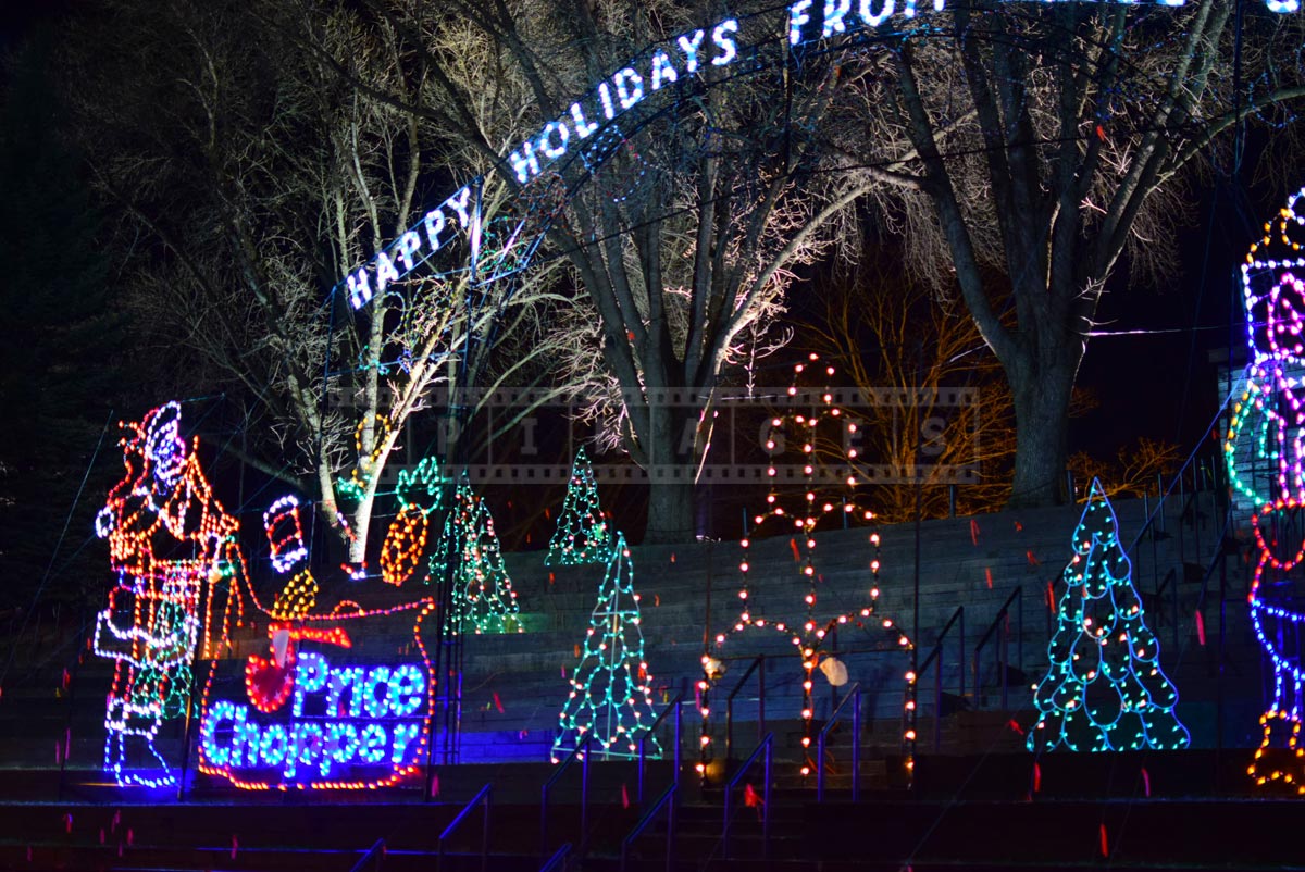 Holiday xmas lights sponsored by local businesses