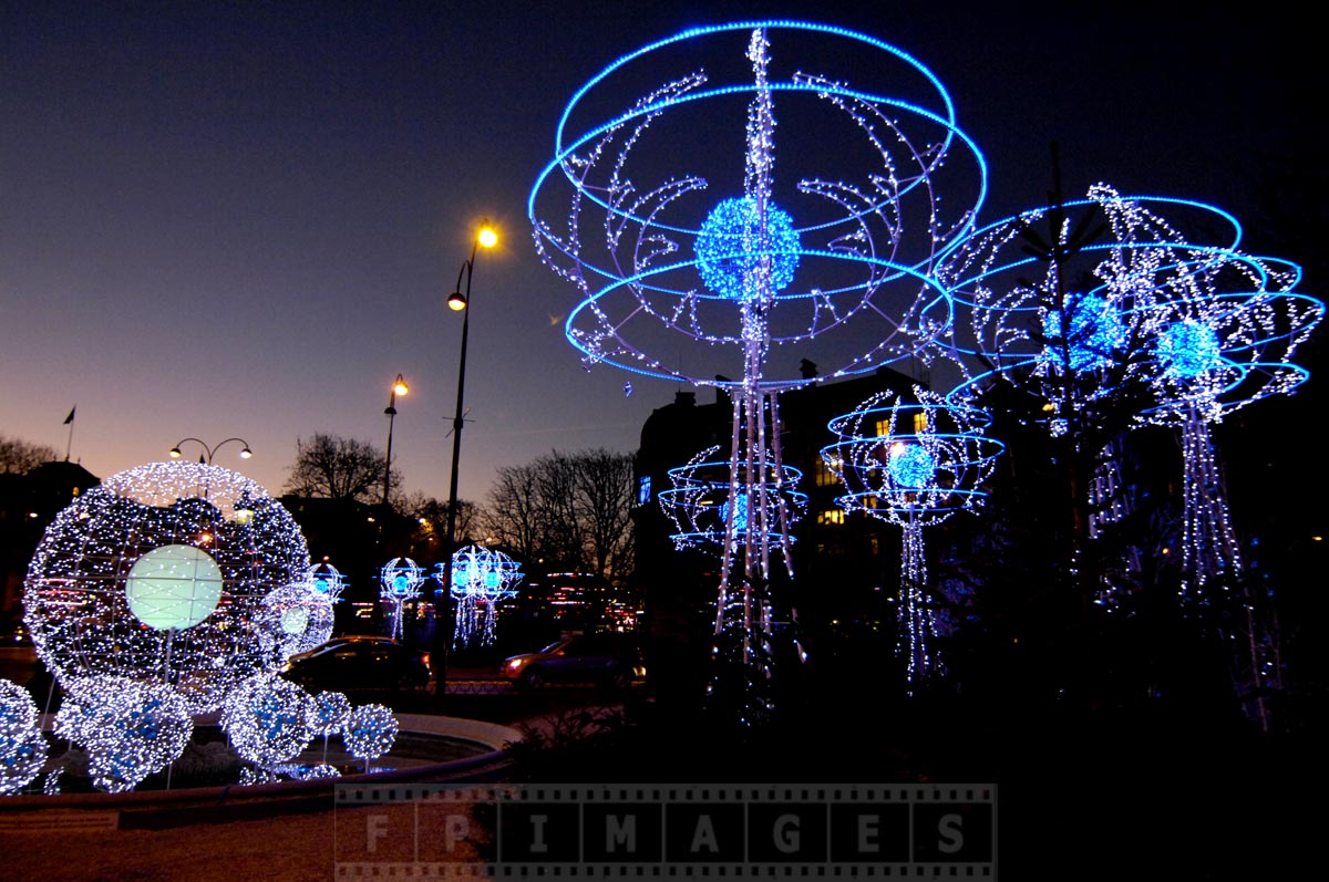 Romantic street lights decorations at Champs Elysee