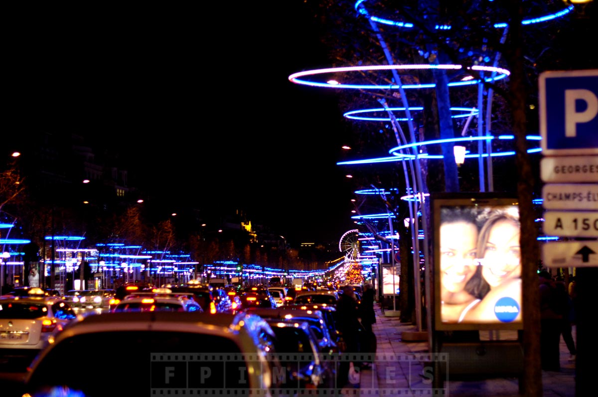 Concorde ferris wheel and Champs Elysee at night