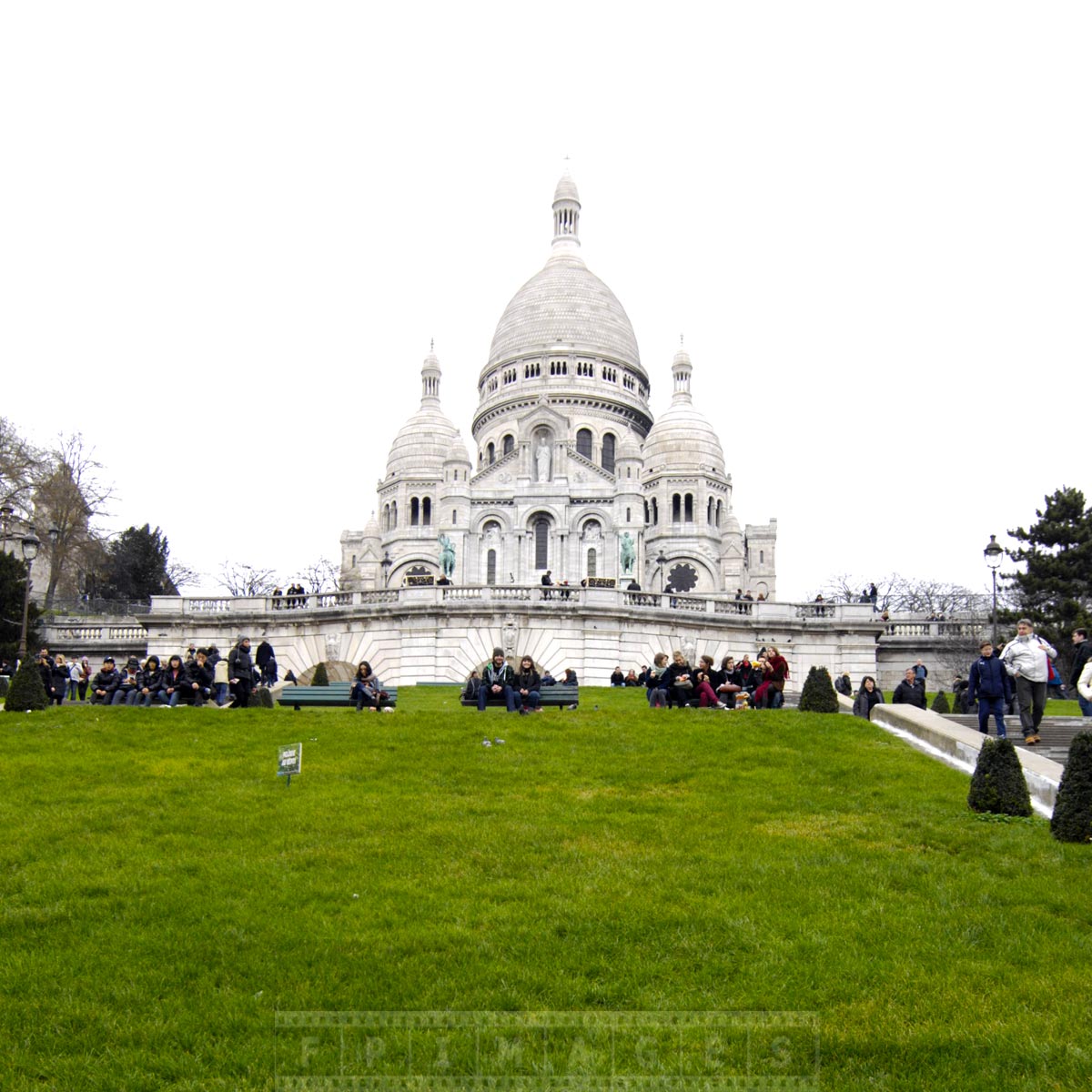 Sacre Coeur basilica - famous landmark in Montmartre, Paris, France