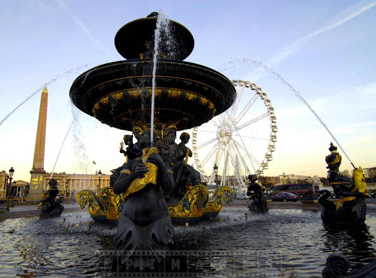 Elegant fountain of navigation and commerce at Concorde Place