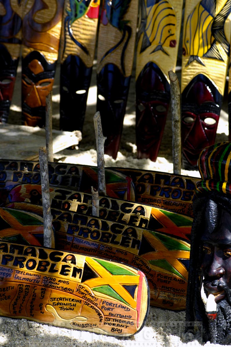 Wooden crafts at Jamaica market