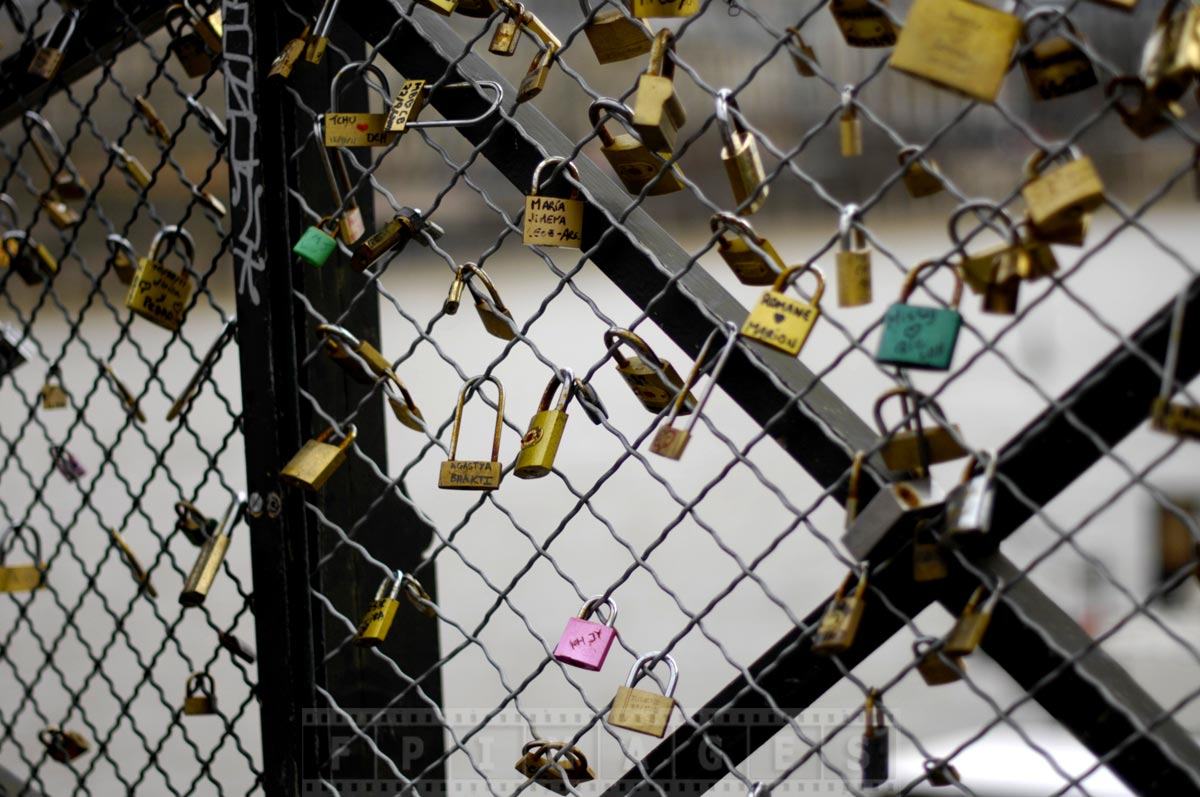 Love locks at Pont des Arts, romantic Paris site