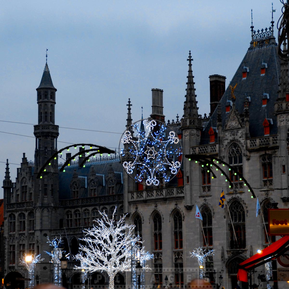 Market square with holiday decorations