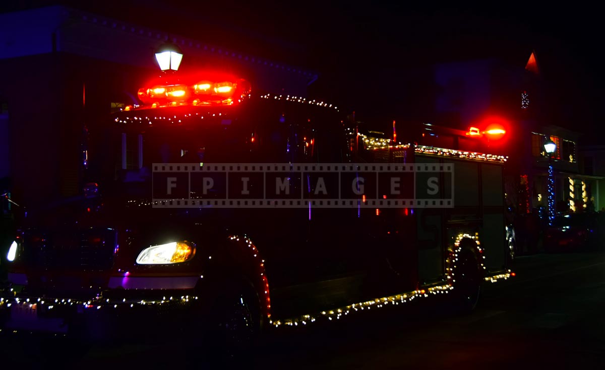 Fire truck with xmas lights at Saint Andrews Christmas parade