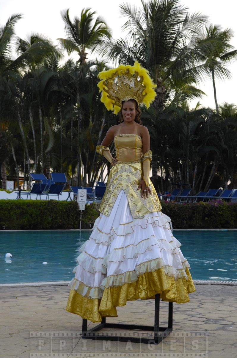 Dominican lady in a beautiful dress