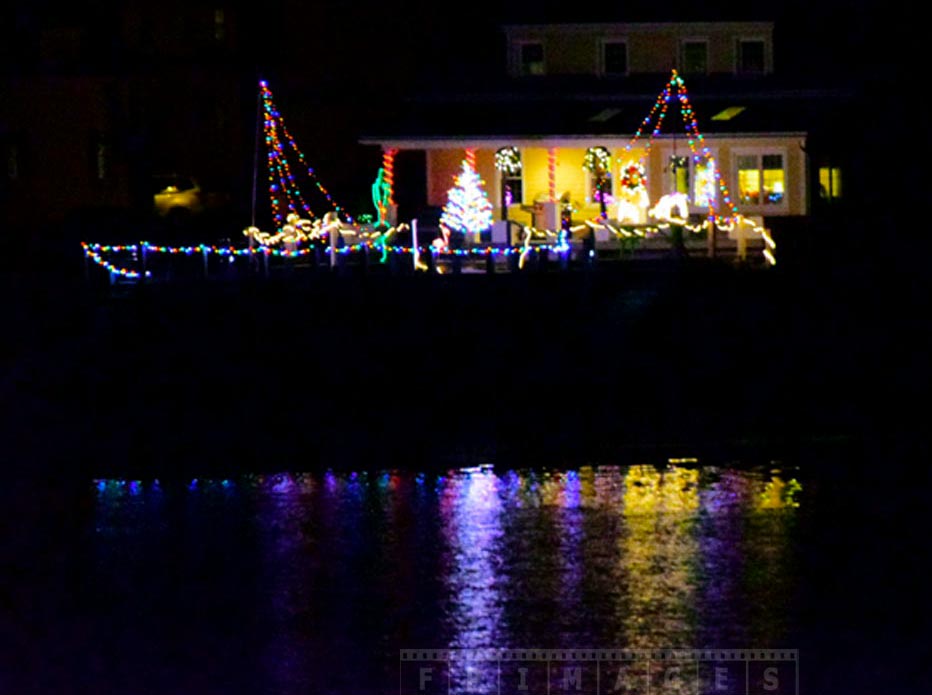 Xmas lights reflections in the Saint Andrews harbour