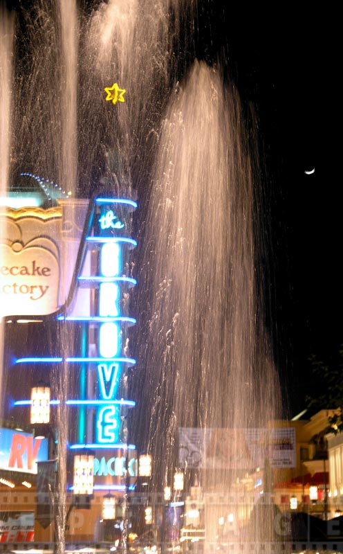 The Grove Neon sign and the fountain