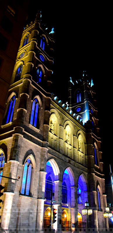 Basilica ata night with blue lighting