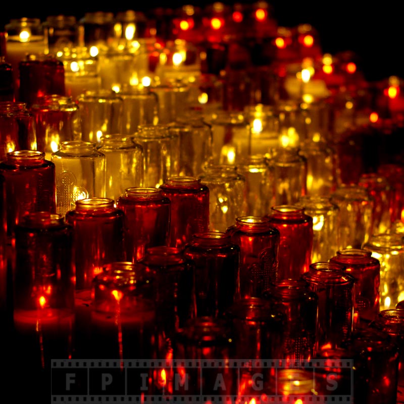 White and red candles in the church