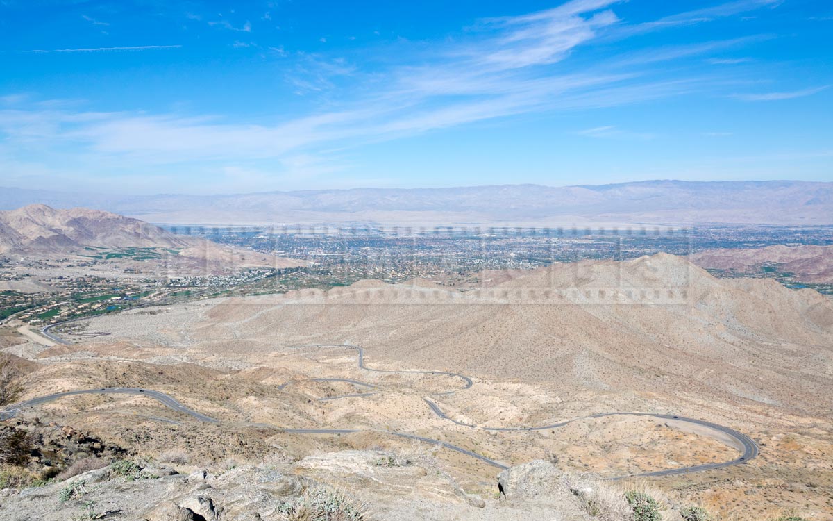 Byway 74 hairpin turns and view of Coachella Valley