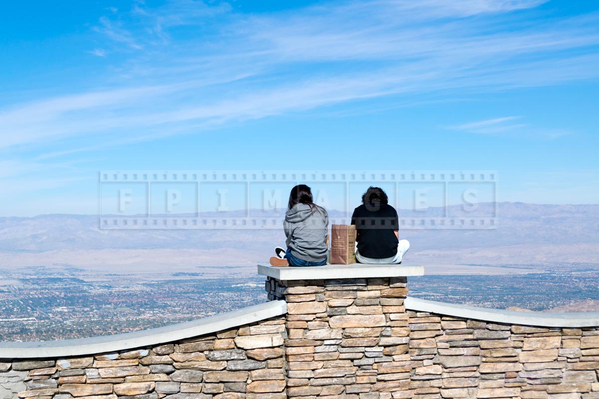 Young couple looking at beautiful Coachella Valley