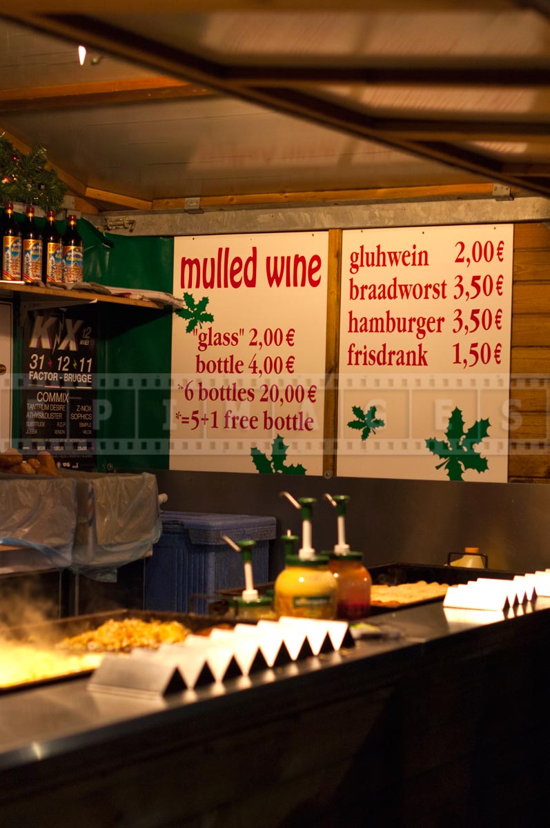 prices for mulled wine at street vendor in Belgium