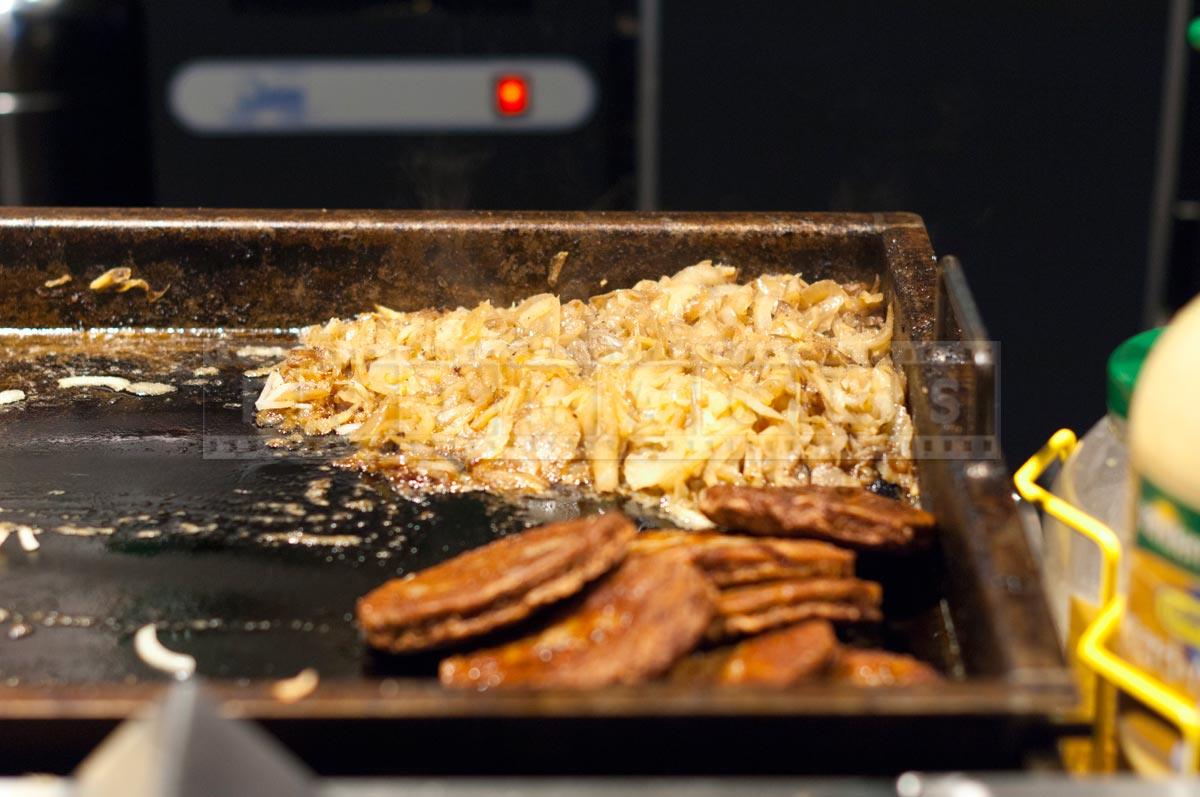 burgers and fried onions