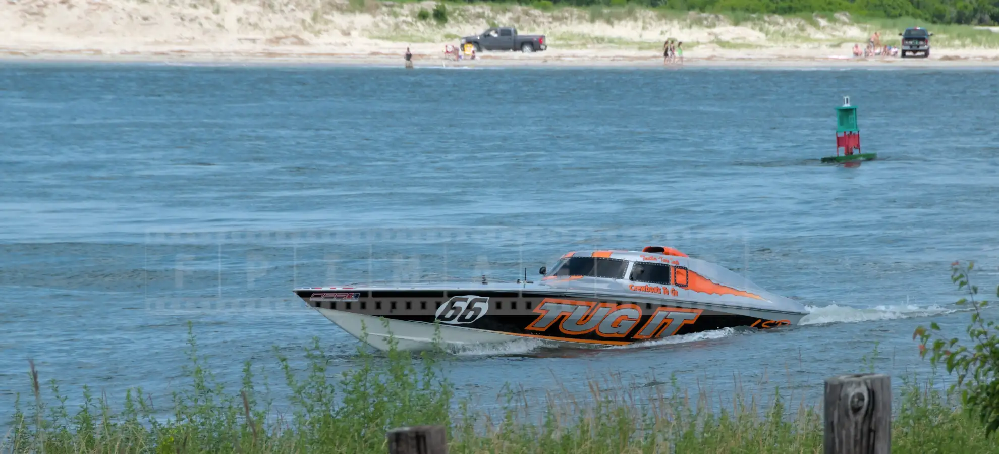 Tug It power speed boat #66 in Absecon Inlet