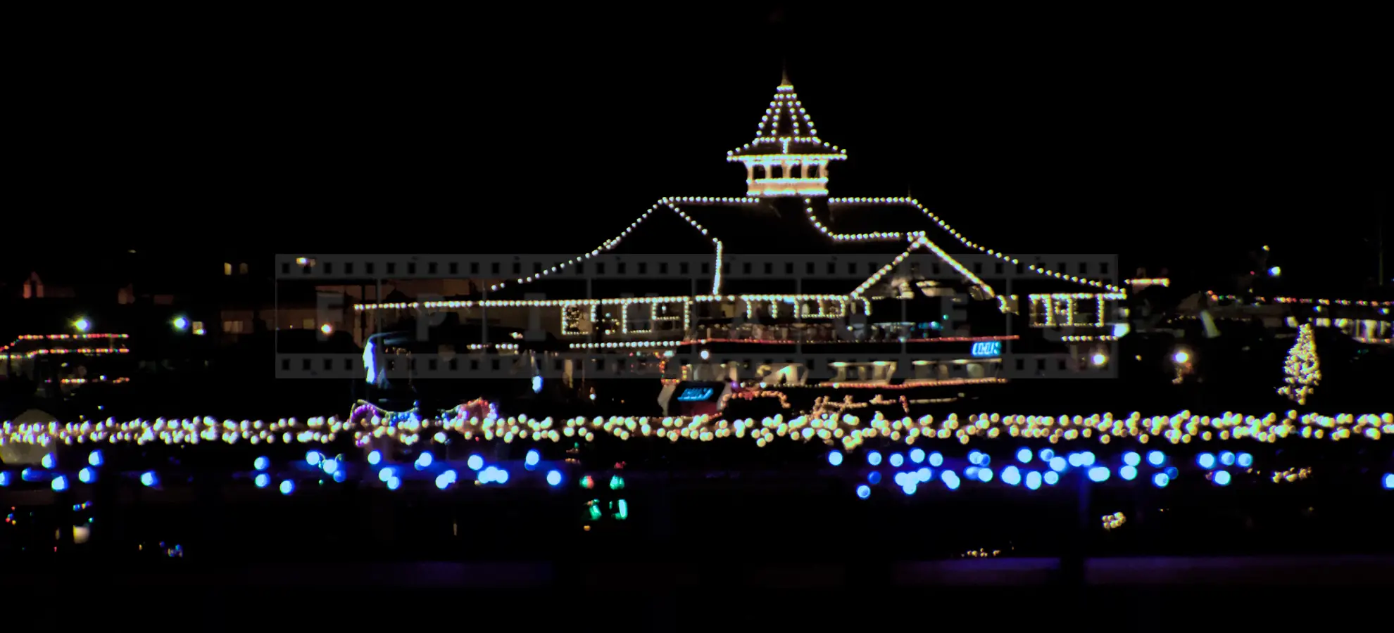 United States Sailing Center in Naples Island, California decorated for Christmas