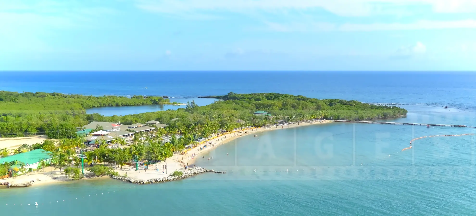 Mahogany Bay is a private Caribbean beach on Roatan Island, Honduras