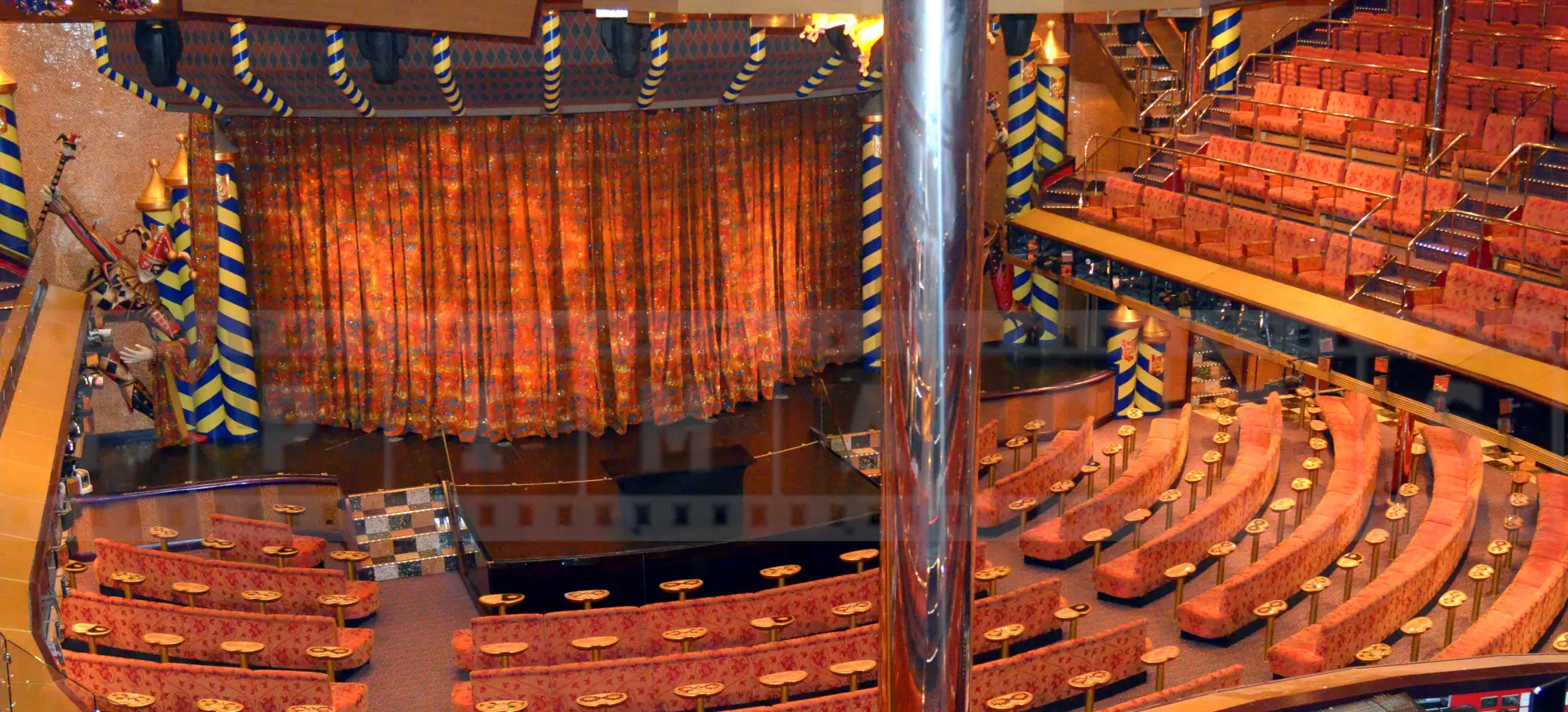 Beautiful main theater with plenty of seating options at Carnival Liberty