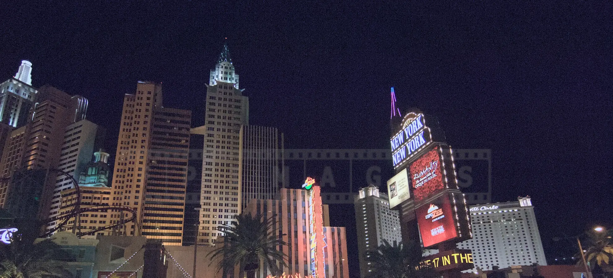 Night view of New York New York Hotel and Casino in Las Vegas