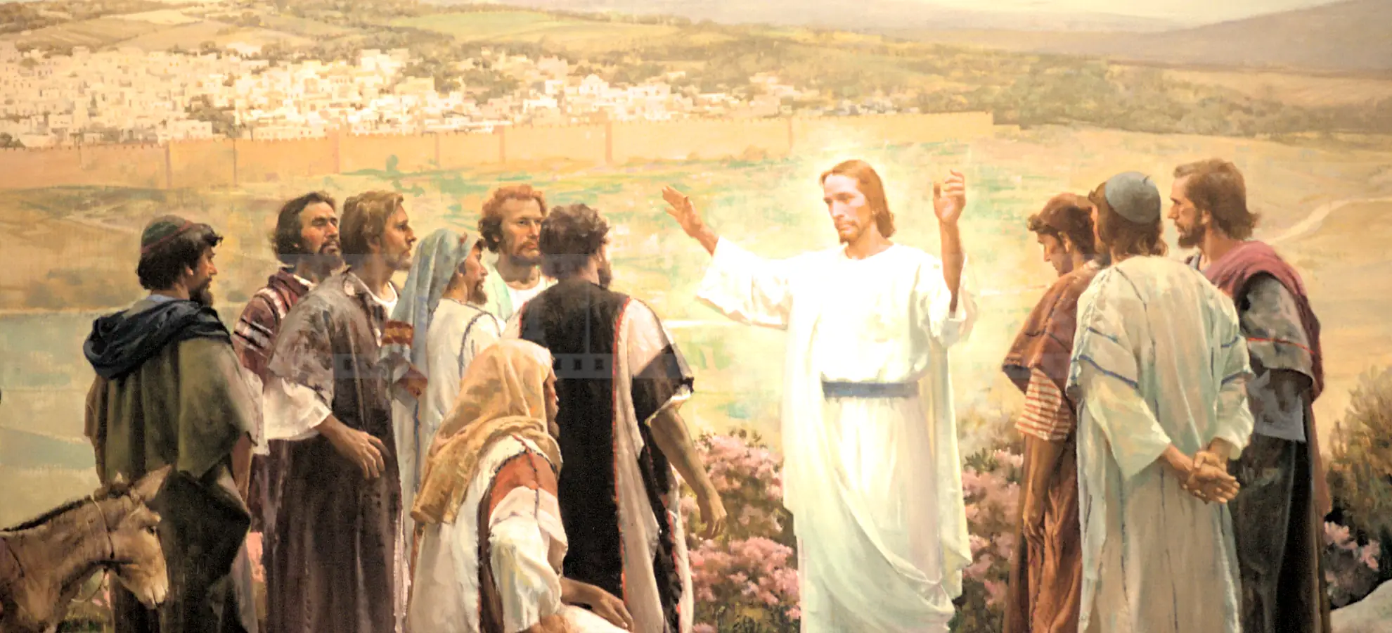 Painting inside the LDS temple in St George, Utah depicts Jesus and his followers