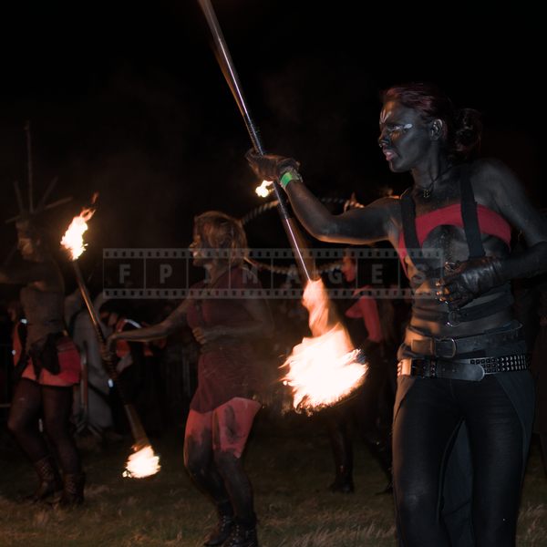 Beltane Fire Festival - artists twirling fire sticks